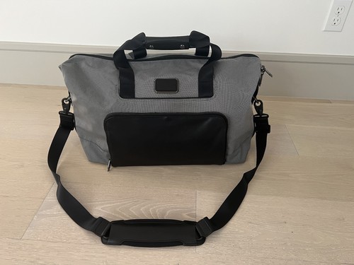 Tumi ALPHA X Double Expansion TRAVEL Satchel Tote Bag GREY BLACK NEW