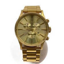 Nixon The Sentry Chrono Quartz Watch Stainless Steel Gold New