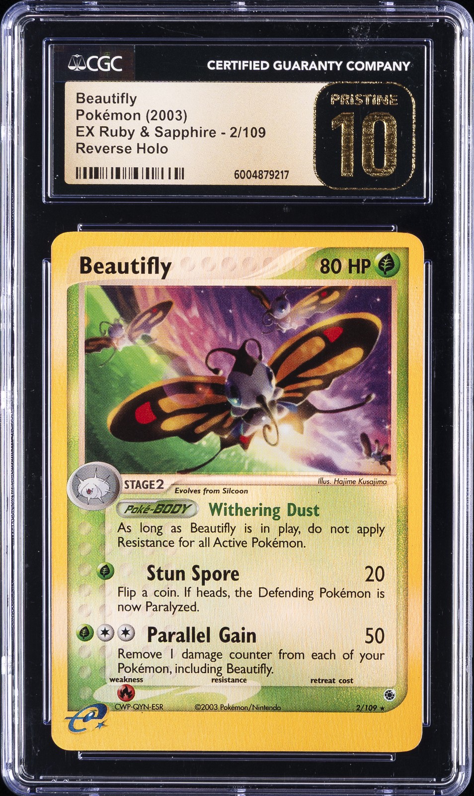 2003 EX RUBY & SAPPHIRE REVERSE HOLO #2 BEAUTIFLY CGC 10