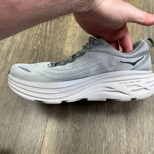 HOKA One One Trainers Mens UK 10 Grey Bondi 8 Running Gym Active Lace Up - Picture 11 of 18