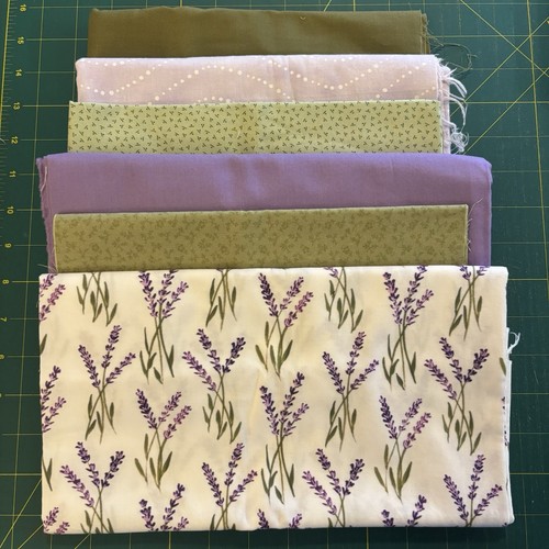 Lavender Patchwork Quilting Fabric Bundle Cotton Purple Green Craft Job Lot - Picture 1 of 13