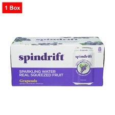 Spindrift Sparkling Water  Real Squeezed Grapeade 8 Cans  - 1 Box