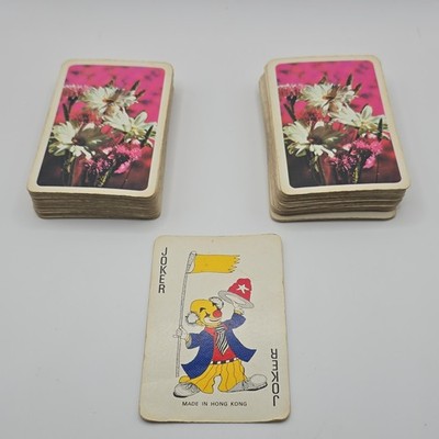 Poker Playing Cards Deck Flower Backs Cartoon Joker Made in Hong Kong