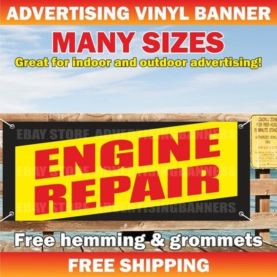 ENGINE REPAIR Advertising Banner Vinyl Mesh Sign Auto Repair Shop Service Garage