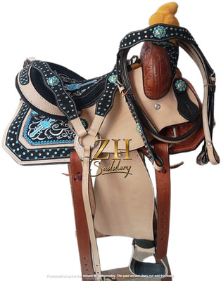 Handmade Leather Barrel Racing Horse Saddle Western Tooled Carved Racer Trail