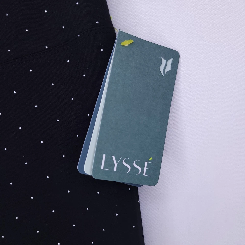 Lysse Leggings Medium Black Silver Dot Pull On Fit Hi Waist NWT - Image 4 of 4