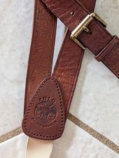 Polo Ralph Lauren Vintage Western Leather  Brass Suspenders Moose Logo FLAWS