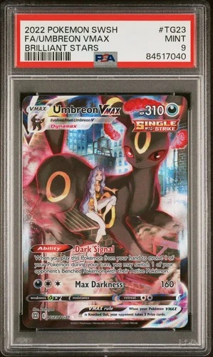 2022 Pokemon Sword & Shield Brilliant Stars FA Umbreon Vmax TG 23/30 PSA 9
