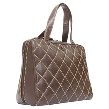 Chanel Wild Stitch Surpique  Lambskin Leather Matelasse Bowler Bag Wome One Size