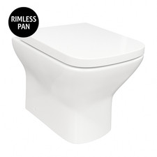 Space Saving Rimless Back to Wall Toilet 500mm Depth Soft Close Seat