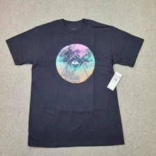 Quiksilver T Shirt Mens M Black Short Sleeve Graphic Print Premium NEW