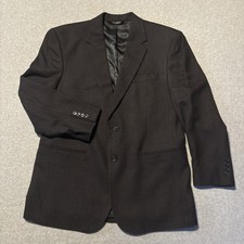 Jos A Bank Men  s Blazer Suit Coat Brown Black Sz 42S 100 Wool Padded Shoulder