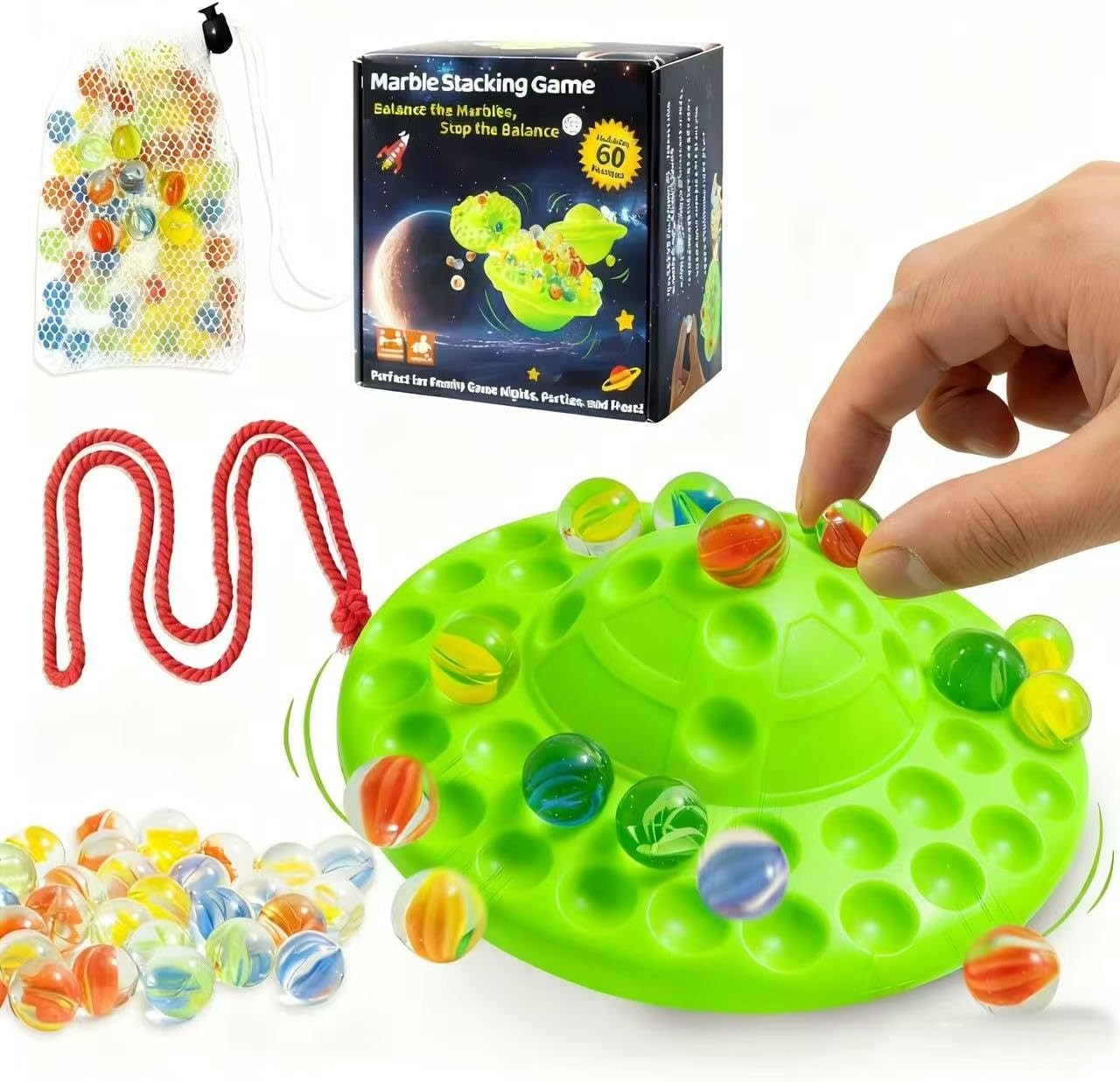 Marble Balance Board Game for Kids & Adults – Fun Family Stacking Challenge... 