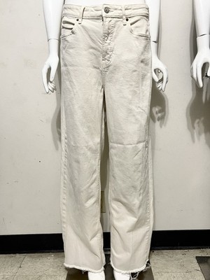 Old Navy Womans 29  White Wide-Leg Denim Jeans Distressed 
