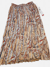 Alfred Dunner Women's Paisley Pleated Pull-On Elastic Waist Midi Skirt 8