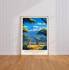 Kilimanjaro Travel Poster – Tanzania Wall Art, Africa Vintage Poster