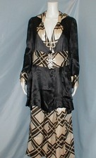 Chic Antique Dress Suit Edwardian 1912 Black and White Satin Paris Label