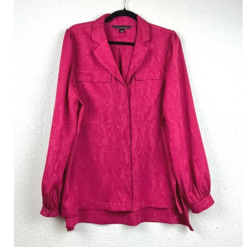 White House Black Market Pink Blouse - L - Snake Print Workwear Chic