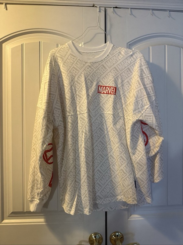 Marvel Spirit Jersey Long Sleeve Shirt Mens M All Over Logo Avengers Icons