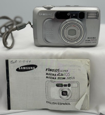 Samsung Maxima Zoom 105Ti 35mm Point and Shoot Film Camera - Silver - Bag - Work