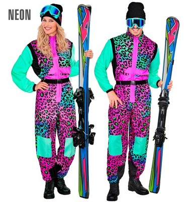 Leopardenmuster Skianzug für Damen und Herren   Retro Overall für Karneval &