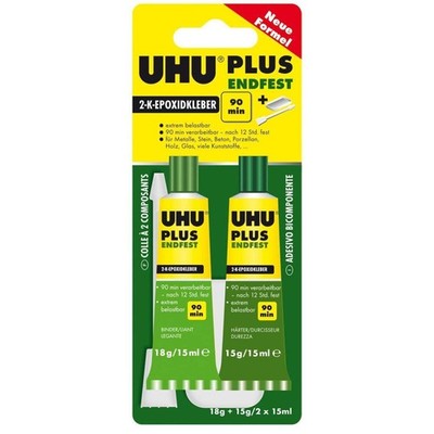 UHU Spezialkleber plus Zwei-Komponentenkleber, endfest, 33g