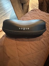 Vogue Semi Hard Shell 6 Inch Small Eyeglass Case Black Zipper Closure Soft Lined
