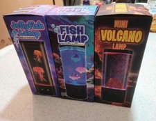 3 Jelly ,Fish,volc Lamp, Color Changing Aquarium Light,USB/Battery Bubble Black