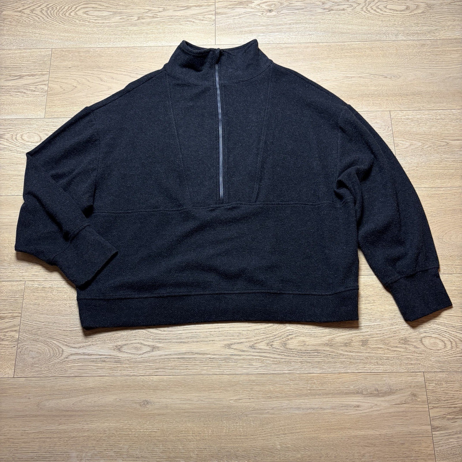 Faherty Legend Lounge Half Zip Pullover Black Sweatshirt Women's X Large