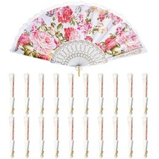 20 Pack Large Folding Silk Hand Fans - Elegant Chinese Rave Fan,Handheld Rena...