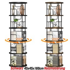 360&deg; Drehbares B&uuml;cherregal Standregal Holz B&uuml;roregal 5 Ebenen 160cm Lagerregal