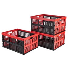 Plastic Collapsible Storage Crates Foldable Bins 30L 3 Pcs