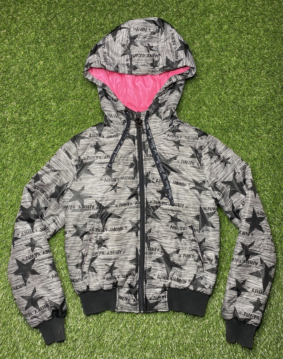 Abbey Dawn x Avril Lavigne Puffer Jacket Size S Black Stars Pink Abbey Dawn x Avril Lavigne Puffer Jacket Size S Black Stars Pink