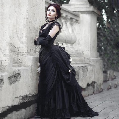 women's black formal dresses for weddings Sexy Women Mermaid Black Evening Dresses Long Sleeve Gold Lace Applique -