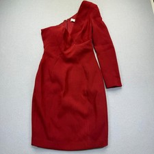 House of CB Caprice Red One Shoulder Long Sleeve Mini Dress SB5802 Womens Size S