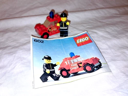 Vintage 1978 LEGO TOWN SET 602 FIRE CHIEF'S CAR 100% COMPLETE + NOTICE City