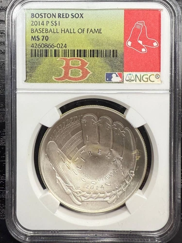 NobleSpirit Boston Red Sox 2014 P Silver $1 Baseball Hall of Fame NGC MS70