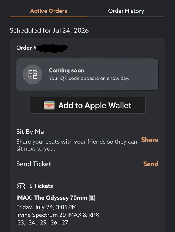 The Odyssey IMAX 70mm 5x Movie Tickets July 24 3:05 PM Regal Irvine Spectrum, CA