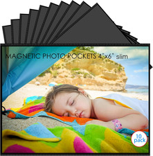 Mositear 10 Pack 4"X6" Premium Super Slim Magnetic Picture Pockets Frames with B