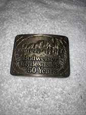 Budweiser Clydesdales 50 Years Belt Buckle Solid Brass Vintage