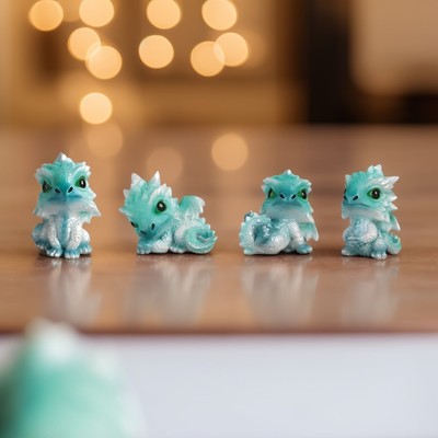 4-PC Set 2.75''H Mini Dragon Set Figurine Ornament Home Decor Unique Gift