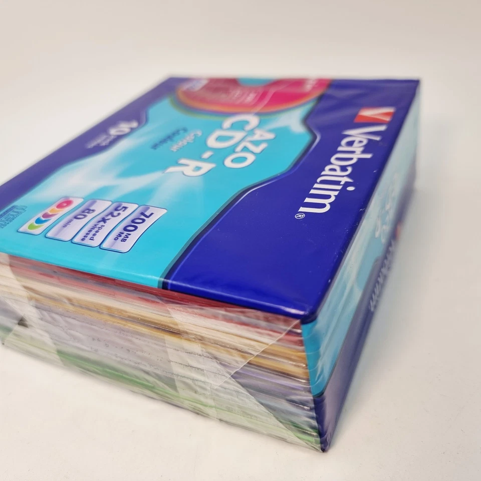 Verbatim AZO Colour 700MB 52x 80min CD-R New Pack of 10 blank CDs Factory Sealed - Image 4 of 4