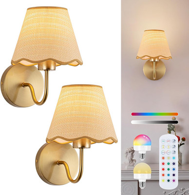 Batteriebetriebene Wandleuchten 2er Set, Gold Wiederaufladbare Wandleuchten LED mit 25