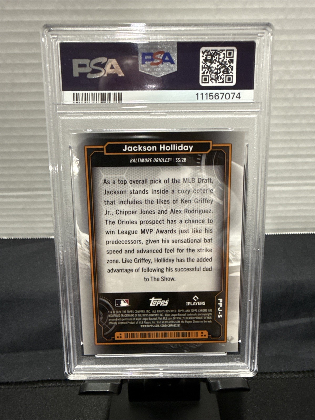2024 Topps Chrome Cosmic Jackson Holliday Planetary Pursuit-Jupiter PSA 10 view 2