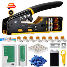 RJ45 Pass Through Crimp Tool Kit,3-in-1 Ethernet Crimper with Wire Stripper...
