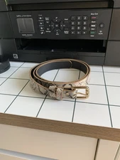 Vintage Style Python Snake Skin Pattern Leather Western Belt