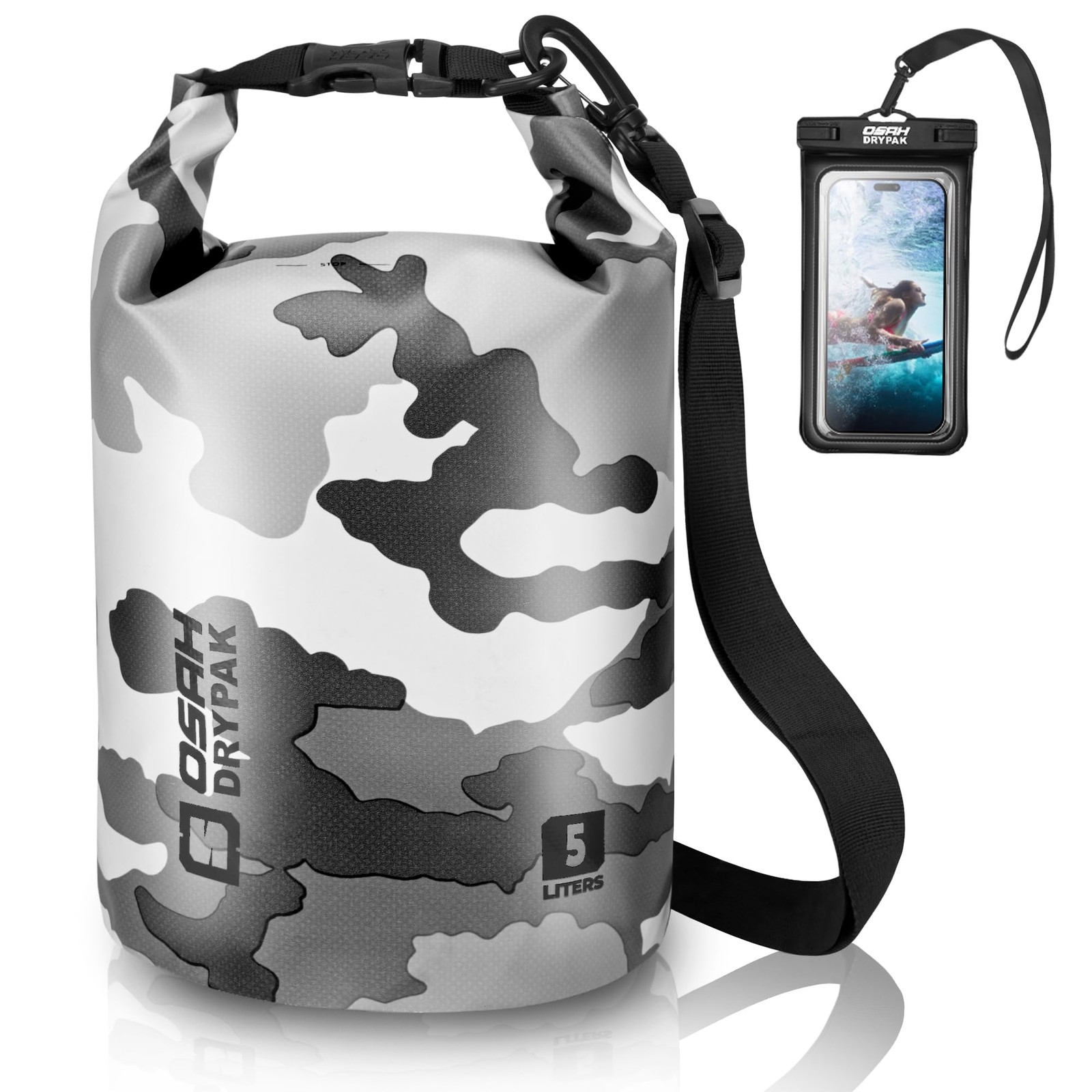 Waterproof Dry Bag with Phone Case for Travel, Kayaking, Camping & Beach