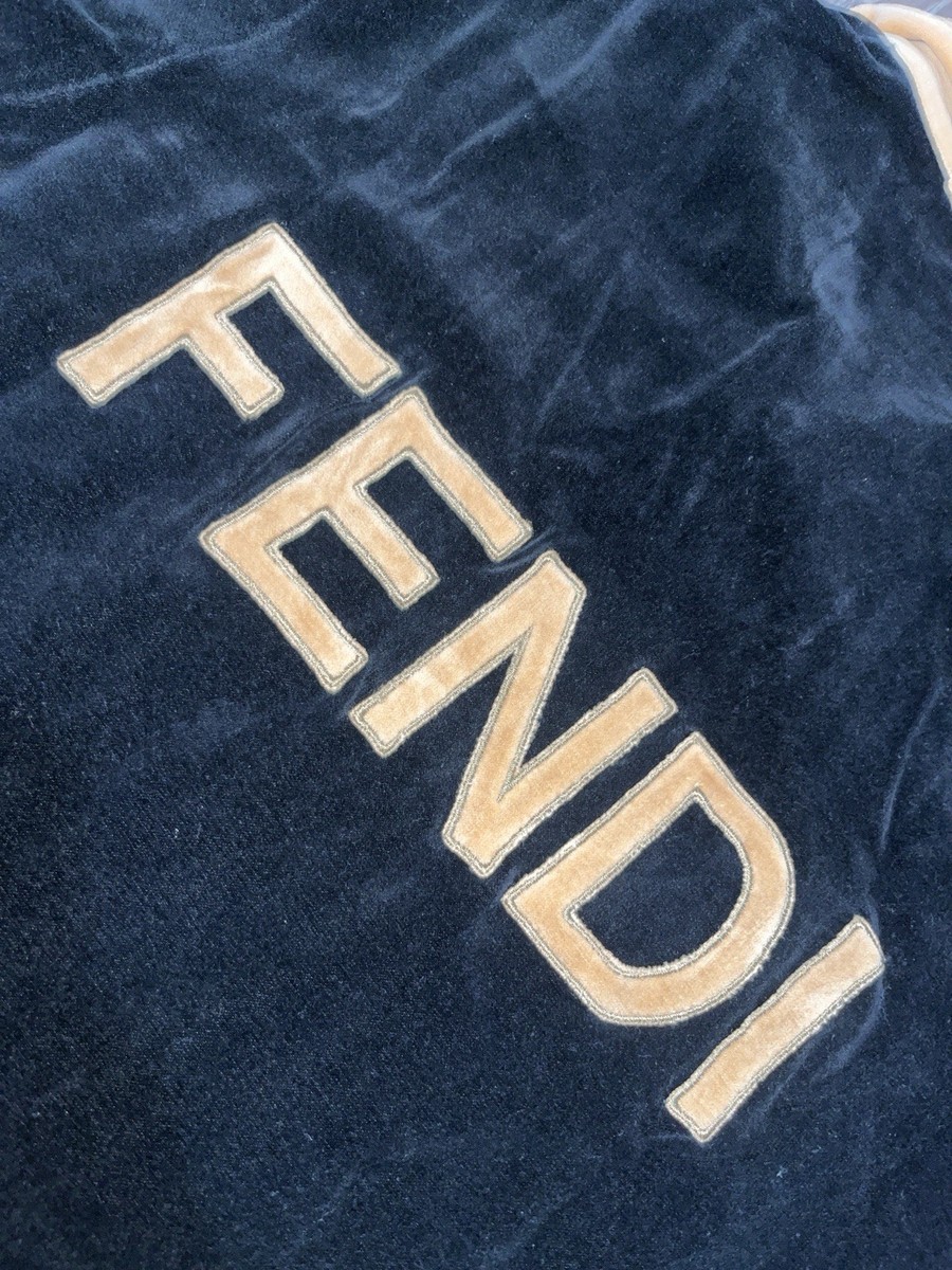 Vintage 90s Fendi Spell Out Quarter Zip Velour Sweater