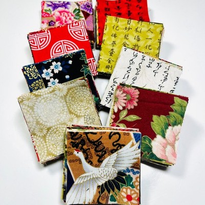 Asian Fabric Mini Charm Pack 2.5'' Squares, Qty. 42 100% Cotton Pre-cut Patchwork