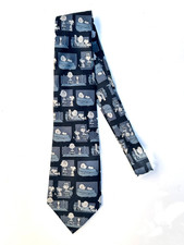Vintage Charlie Brown Snoopy Peanuts Characters Blue Novelty Tie 59"